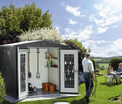 biohort Gartenhäuser & Gerätehäuser - Gerätehaus Europa 5, ca. B316/H209/T228 cm Dunkelgrau