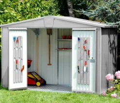 biohort Gerätehaus Europa 7, ca. B336/H209/T320 cm Silber New