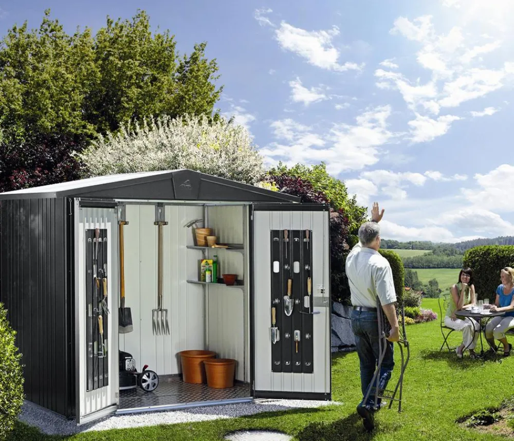 biohort Gerätehaus Europa 6, ca. B244/H203/T300 cm Dunkelgrau Hot