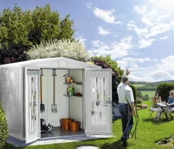 biohort Gartenhäuser & Gerätehäuser - Gerätehaus Europa 6, ca. B244/H203/T300 cm Silber
