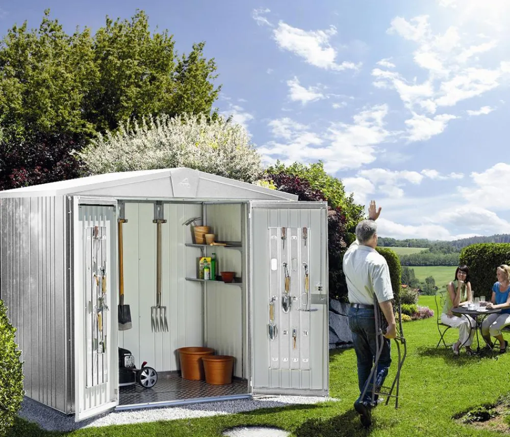 biohort Gartenhäuser & Gerätehäuser - Gerätehaus Europa 6, ca. B244/H203/T300 cm Silber