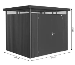 biohort Gartenhäuser & Gerätehäuser - Gerätehaus HighLine H3, ca. B275/H222/T235 cm Dunkelgrau