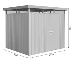 biohort Gartenhäuser & Gerätehäuser - Gerätehaus HighLine H3, ca. B275/H222/T235 cm Silber