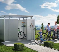 biohort Gartenhäuser & Gerätehäuser - Gerätehaus HighLine H2, ca. B275/H222/T195 cm Silber