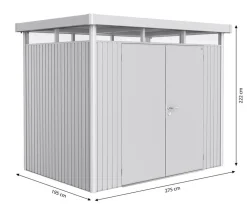 biohort Gartenhäuser & Gerätehäuser - Gerätehaus HighLine H2, ca. B275/H222/T195 cm Silber