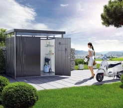biohort Gerätehaus HighLine H4, ca. B275/H222/T275 cm Dunkelgrau Hot