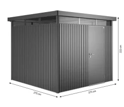 biohort Gerätehaus HighLine H4, ca. B275/H222/T275 cm Dunkelgrau Hot