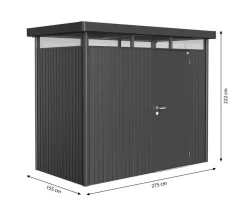 biohort Gartenhäuser & Gerätehäuser - Gerätehaus HighLine H1, ca. B275/H222/T155 cm Dunkelgrau