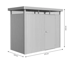 biohort Gartenhäuser & Gerätehäuser - Gerätehaus HighLine H1, ca. B275/H222/T155 cm Silber