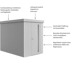 biohort Gartenhäuser & Gerätehäuser - Gerätehaus Neo 3A, ca. B180/H222/T292 cm Silber