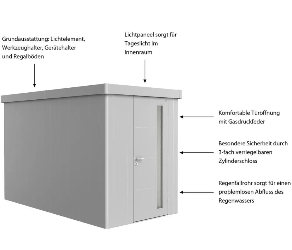 biohort Gerätehaus Neo 4A, ca. B180/H222/T348 cm Silber Hot