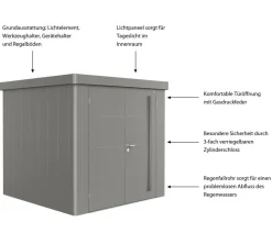 biohort Gerätehaus Neo 2B, ca. B236/H222/T236 cm Quarzgrau Hot