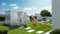 biohort Gartenhäuser & Gerätehäuser - Gerätehaus Neo 2B, ca. B236/H222/T236 cm Silber