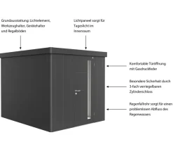 biohort Gerätehaus Neo 3B, ca. B236/H222/T292 cm Dunkelgrau Sale