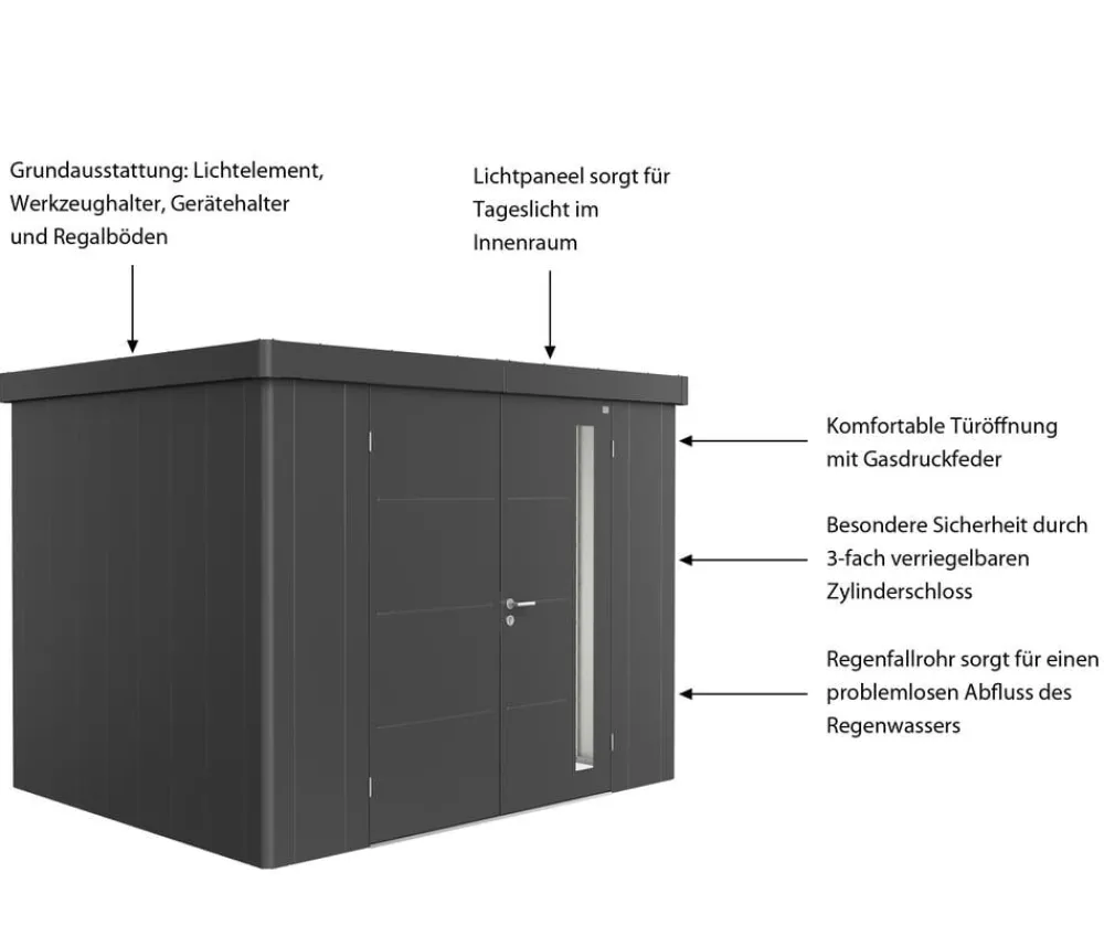 biohort Gartenhäuser & Gerätehäuser > Gerätehaus Neo 2C, ca. B292/H222/T236 cm