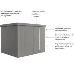 biohort Gartenhäuser & Gerätehäuser - Gerätehaus Neo 2C, ca. B292/H222/T236 cm Quarzgrau