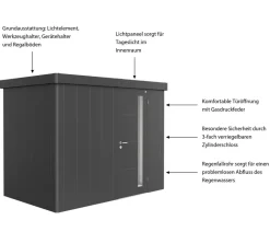 biohort Gartenhäuser & Gerätehäuser - Gerätehaus Neo 1C, ca. B292/H222/T180 cm Dunkelgrau