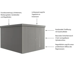 biohort Gerätehaus Neo 4C, ca. B292/H222/T348 cm Quarzgrau Discount