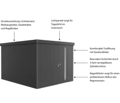 biohort Gartenhäuser & Gerätehäuser - Gerätehaus Neo 4C, ca. B292/H222/T348 cm Dunkelgrau