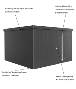 biohort Gerätehaus Neo 4D, ca. B348/H222/T348 cm Dunkelgrau Hot