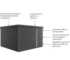 biohort Gerätehaus Neo 4D, ca. B348/H222/T348 cm Dunkelgrau Hot