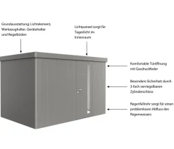 biohort Gerätehaus Neo 2D, ca. B348/H222/T236 cm Quarzgrau Clearance