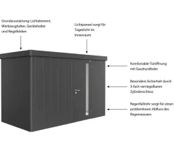 biohort Gerätehaus Neo 1D, ca. B348/H222/T180 cm Dunkelgrau Discount
