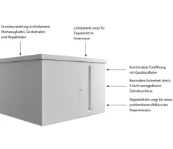 biohort Gartenhäuser & Gerätehäuser - Gerätehaus Neo 3D, ca. B348/H222/T292 cm Silber