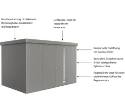 biohort Gartenhäuser & Gerätehäuser - Gerätehaus Neo 2D, ca. B348/H222/T236 cm Quarzgrau