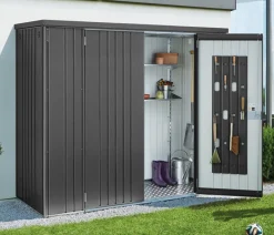 biohort Gartenschränke & Minigaragen - Geräteschrank 230, ca. B227/H182,5/T83 cm Dunkelgrau