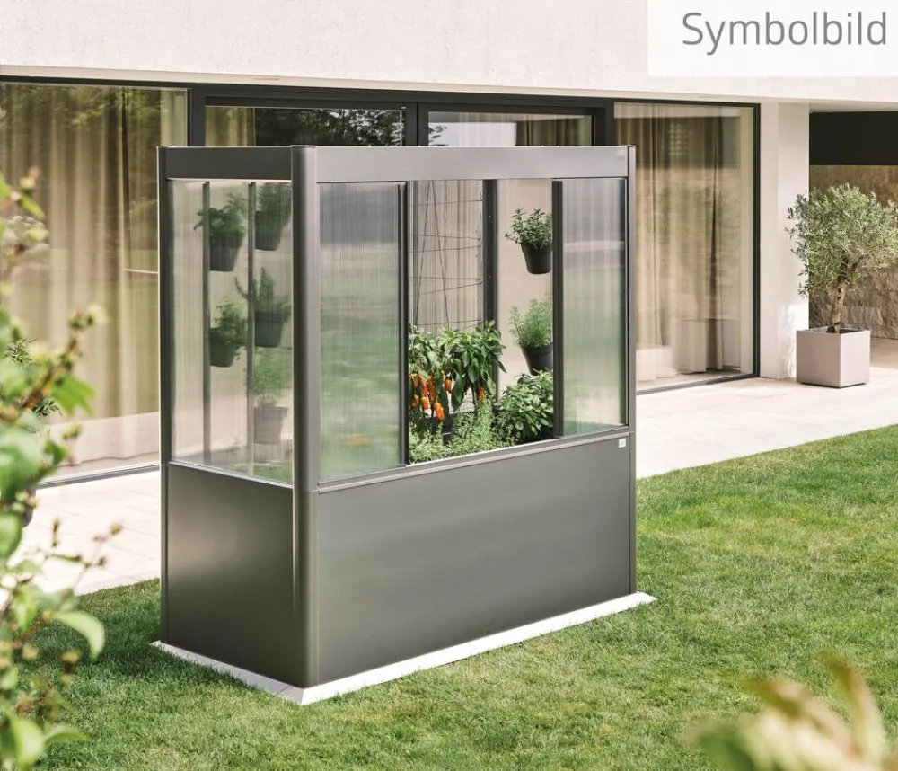 biohort Gewächshaus Zubehör - Gewächshausaufsatz Florentina für Größe 2 x 1 m, ca. B201,6/H136,4/T104 cm Quarzgrau