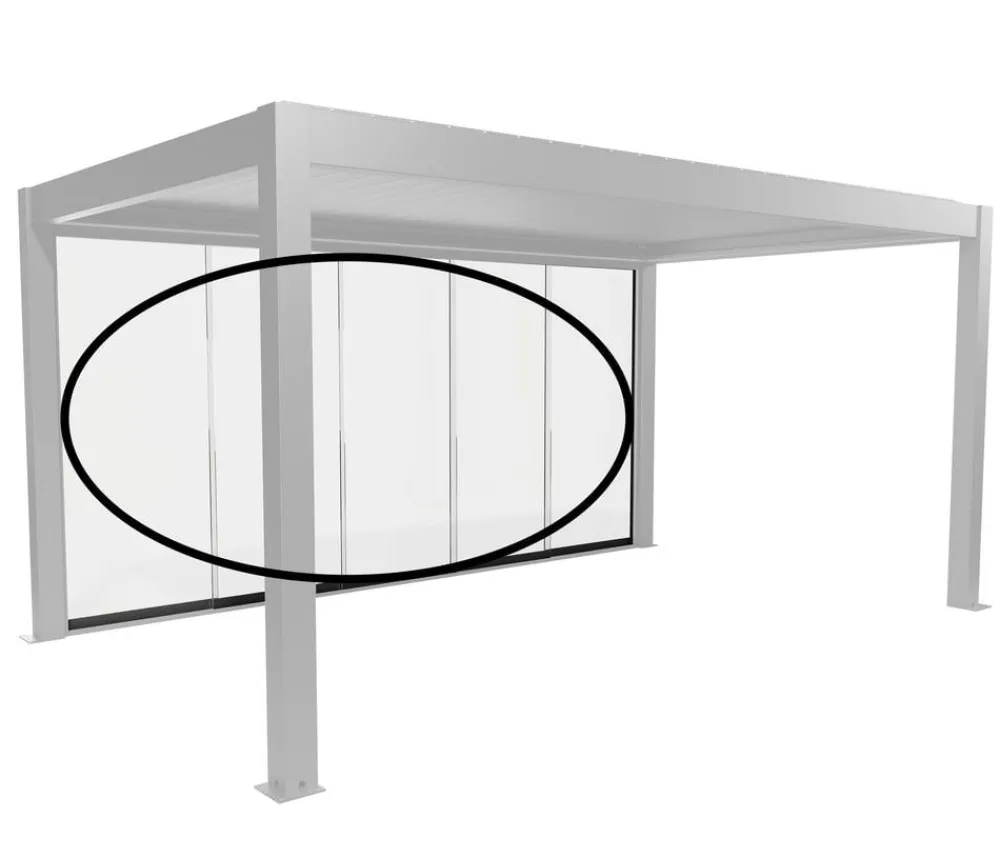 biohort Pergolen - Glasschiebewand für Pergolen Klarglas 3,5 m, ca. B327,5/H234,9/T6,9 cm Weiß