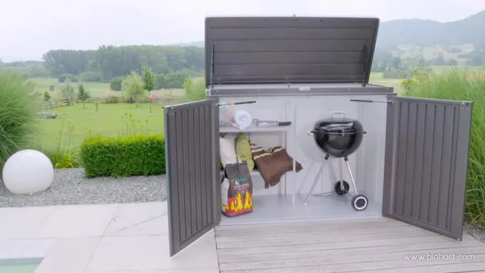biohort Gartenschränke & Minigaragen - HighBoard 200, ca. B200/H127/T84 cm Quarzgrau