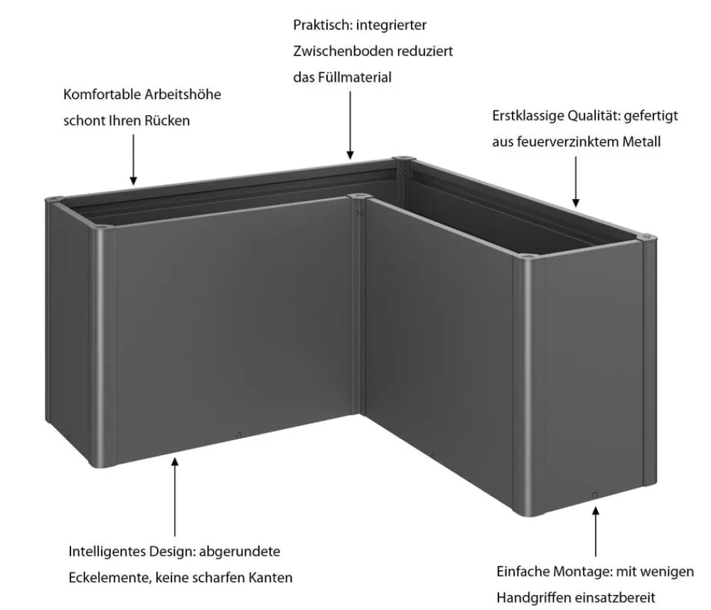 biohort Hochbeete & Frühbeete - Hochbeet Belvedere L150 Dunkelgrau