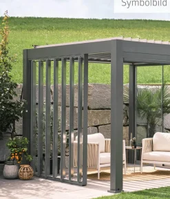biohort Pergolen - Lamellenseitenwand für Pergolen 2 m, ca. B192,6/H235/T10,3 cm Quarzgrau