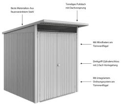 biohort Gartenhäuser & Gerätehäuser - Metallgerätehaus AvantGarde ECO A1, ca. B180/H218/T220 cm Silber
