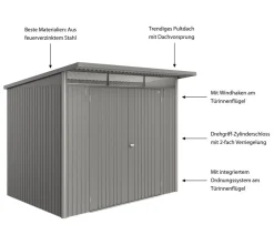 biohort Gartenhäuser & Gerätehäuser > Metallgerätehaus AvantGarde ECO A5, ca. B260/H218/T220 cm
