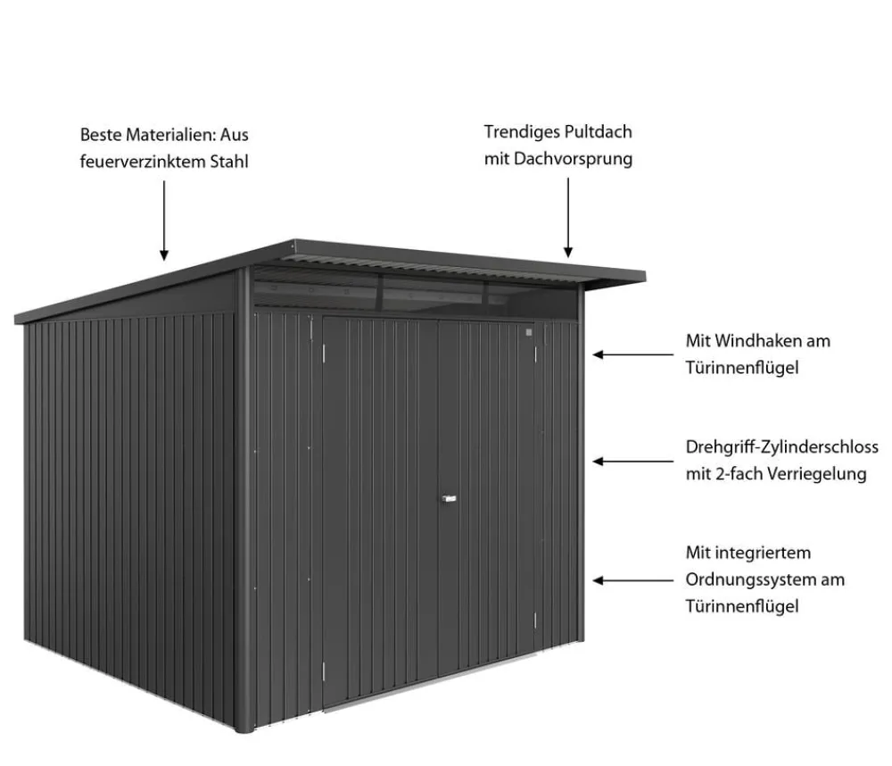 biohort Gartenhäuser & Gerätehäuser > Metallgerätehaus AvantGarde ECO A6, ca. B260/H218/T260 cm
