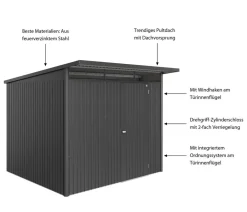 biohort Gartenhäuser & Gerätehäuser > Metallgerätehaus AvantGarde ECO A6, ca. B260/H218/T260 cm