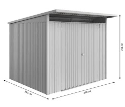biohort Metallgerätehaus AvantGarde ECO A6, ca. B260/H218/T260 cm Silber New