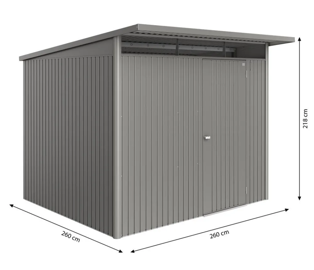 biohort Gartenhäuser & Gerätehäuser - Metallgerätehaus AvantGarde ECO A6, ca. B260/H218/T260 cm Quarzgrau