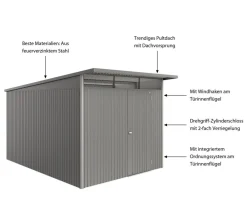 biohort Metallgerätehaus AvantGarde ECO A8, ca. B260/H222/T380 cm Quarzgrau Online