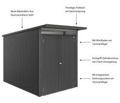 biohort Gartenhäuser & Gerätehäuser > Metallgerätehaus AvantGarde ECO A2, ca. B180/H218/T260 cm