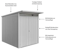 biohort Metallgerätehaus AvantGarde ECO A2, ca. B180/H218/T260 cm Silber Sale