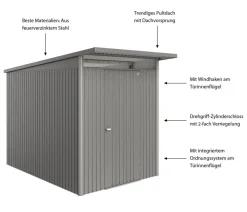 biohort Gartenhäuser & Gerätehäuser - Metallgerätehaus AvantGarde ECO A3, ca. B180/H217/T300 cm Quarzgrau