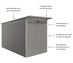 biohort Gartenhäuser & Gerätehäuser > Metallgerätehaus AvantGarde ECO A4, ca. B180/H222/T380 cm