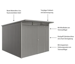 biohort Gartenhäuser & Gerätehäuser > Metallgerätehaus AvantGarde ECO A7, ca. B260/H217/T300 cm