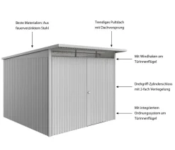 biohort Metallgerätehaus AvantGarde ECO A7, ca. B260/H217/T300 cm Silber Best
