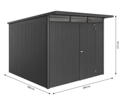 biohort Gartenhäuser & Gerätehäuser - Metallgerätehaus AvantGarde ECO A7, ca. B260/H217/T300 cm Dunkelgrau
