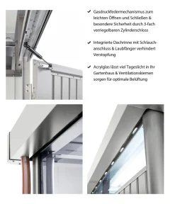 biohort Metallgerätehaus HighLine H6, ca. B314,3/H221/T314,3 cm Silber Best
